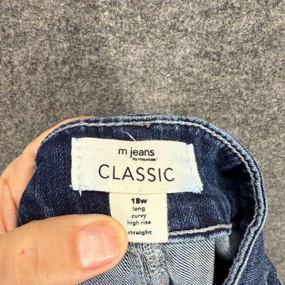 M Jeans Jeans Women 18W Plus Blue Denim Dark Wash High Rise Long Straight Curvy - Picture 6 of 8